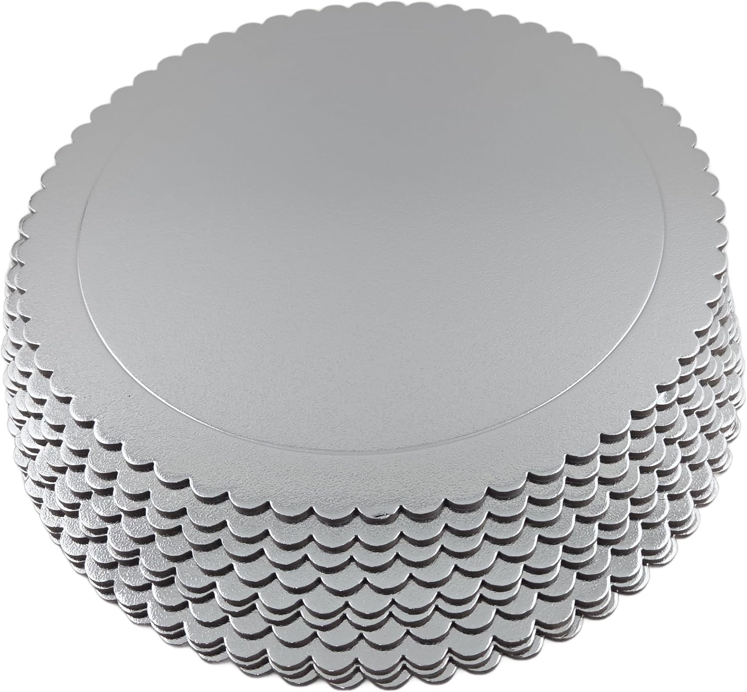 Party Favors Plus Round Cake Board Silver Scalloped Edge Cardboard 14 Inch Pack of 5