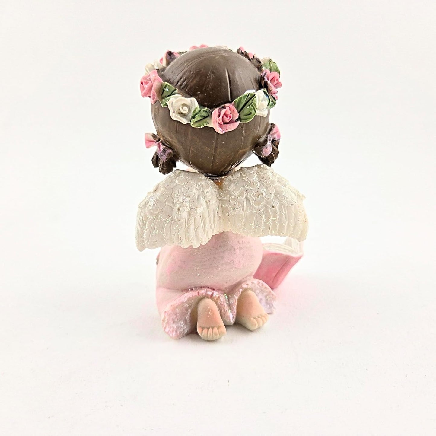 Party Favors Plus Baby Girl Angel Figurine with Lamb Pink Dress Polyresin 4.25 Inch