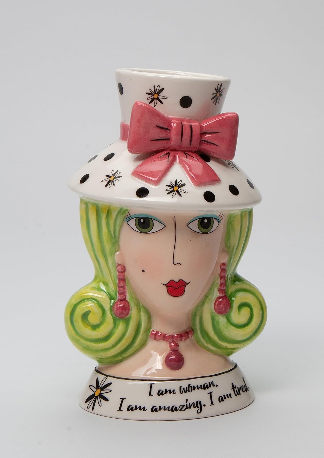 Cosmos Gifts Fine Ceramic I Am Woman I Am Amazing I Am Tired Lady Makeup Brush Holder Vase 6-1/4" H 62610