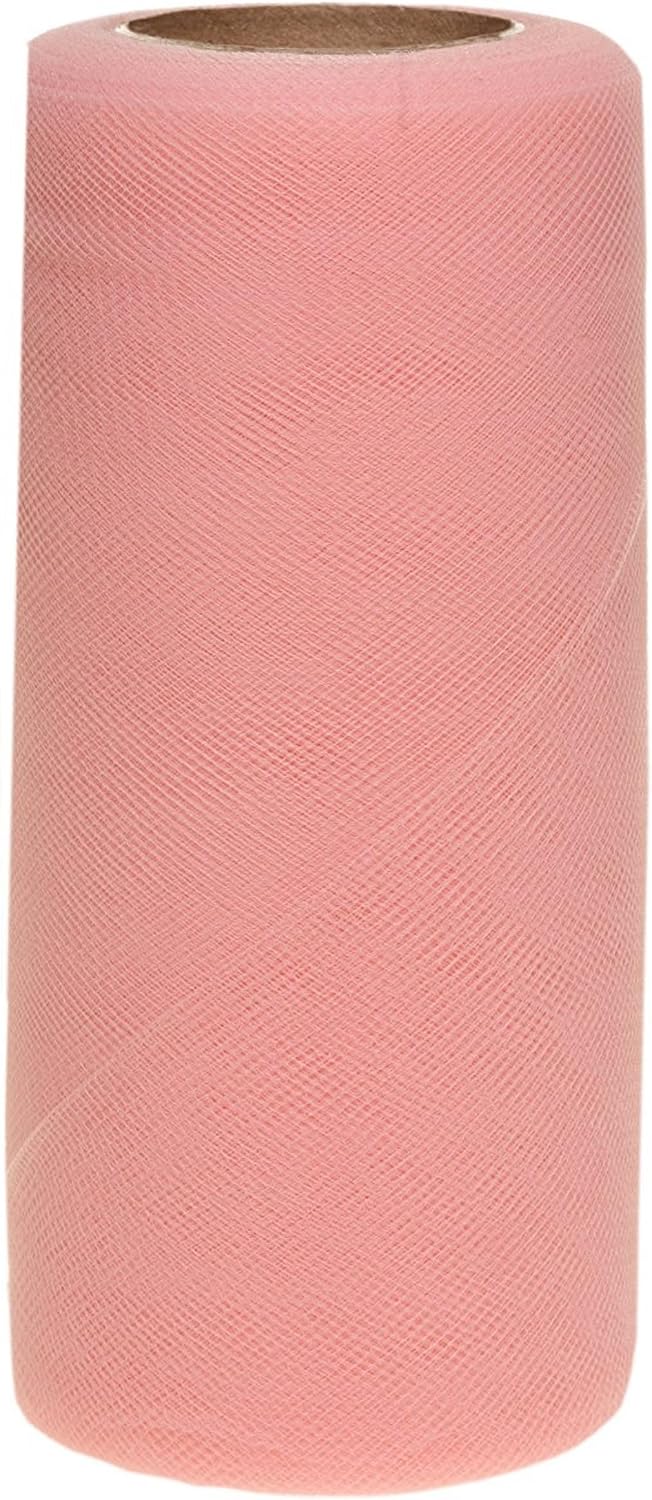 Party Favors Plus Peach Stretchy Elastic Tulle Fabric Roll 6in X 50yd