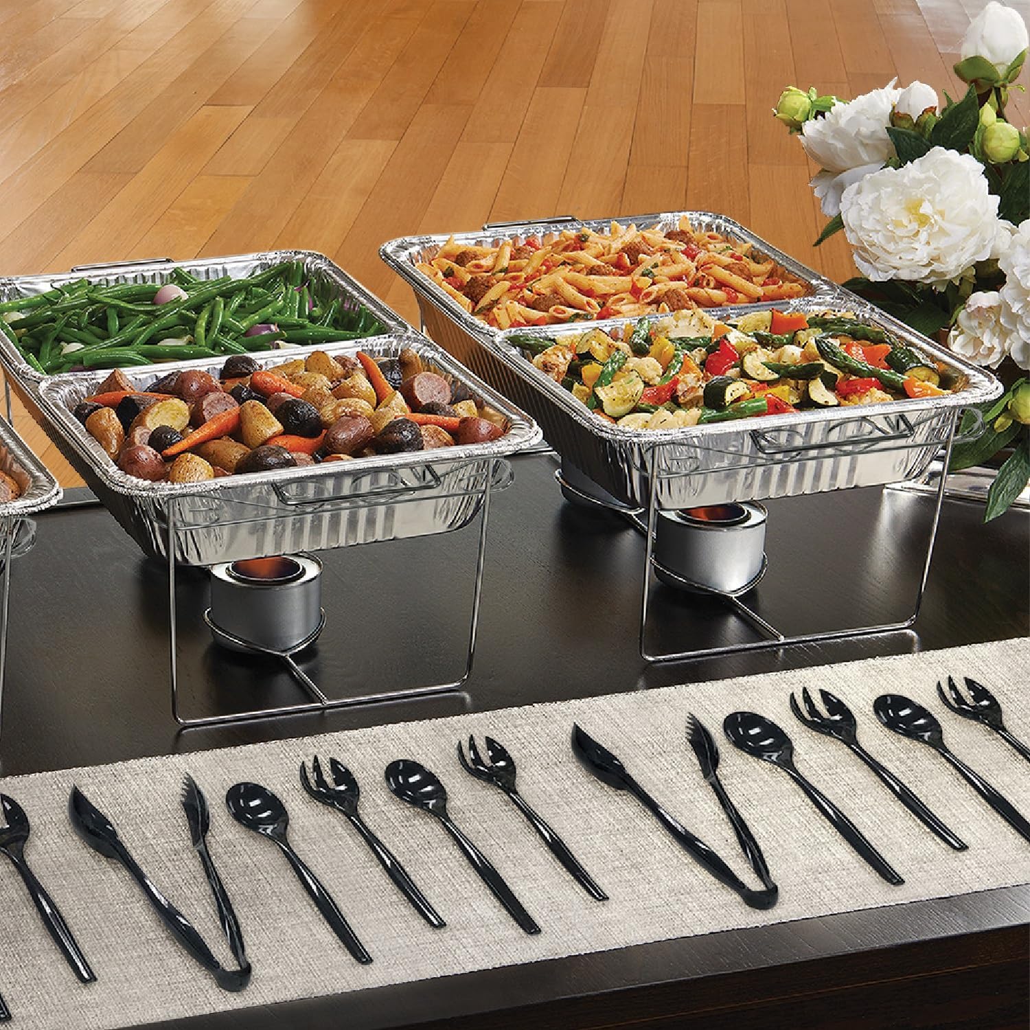 Party Essentials Plastic Serving Tongs, 3-Count, Black