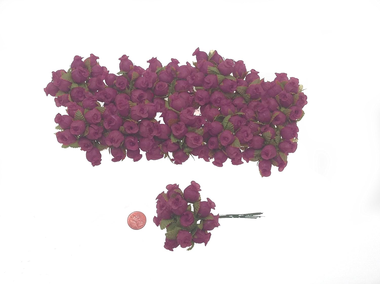 144 Miniature Poly Rose Silk Favor Flower Pick Wedding Shower - Burgundy