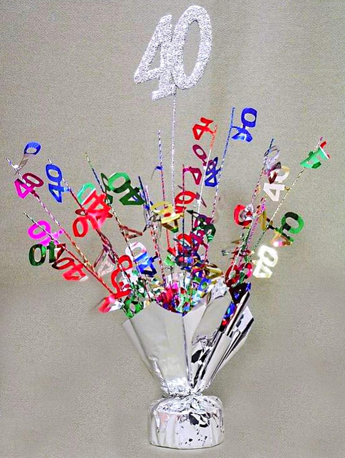 Multicolor 40th Birthday Balloon Weight Centerpieces, 2 Pieces