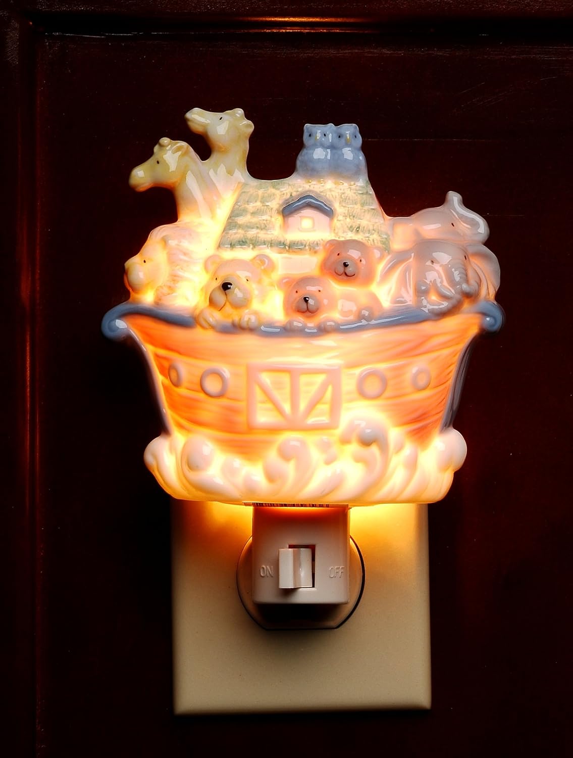 Cosmos Gifts Fine Porcelain Noah's Ark Plug-In Night Light 5-1/2" H
