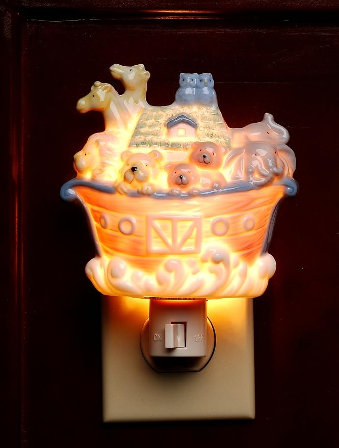 Cosmos Gifts Fine Porcelain Noah's Ark Plug-In Night Light 5-1/2" H