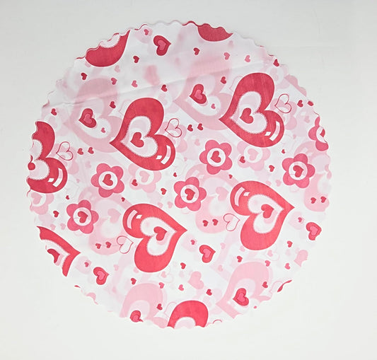 Party Favors Plus White Red Plastic Heart Placemat 14 Inch Round Set of 24