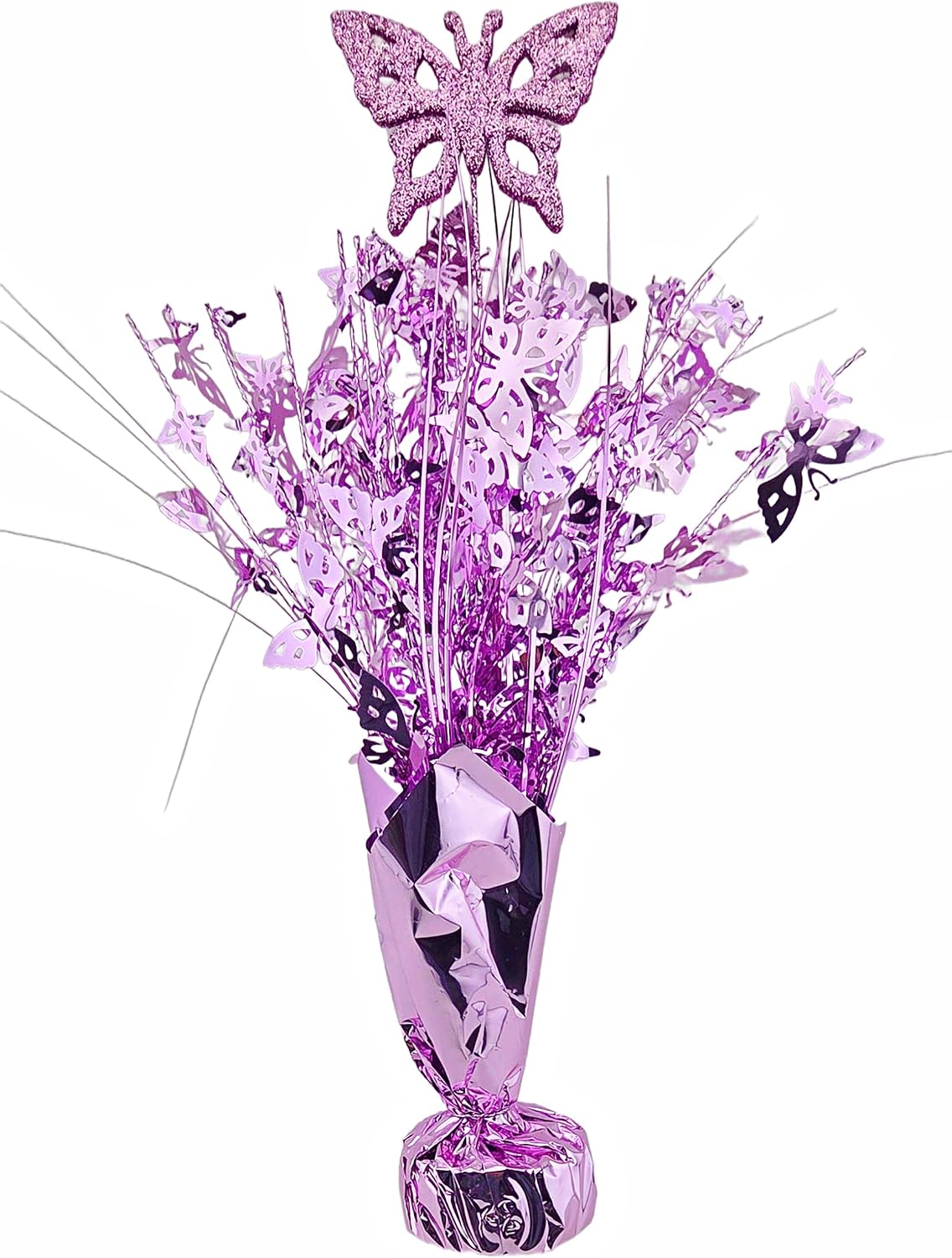 Pink Glitter Butterfly Balloon Weight Centerpiece 2pc 15in
