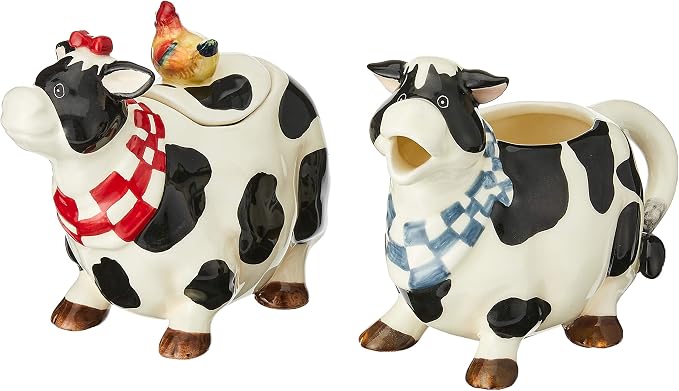 Appletree Design Barn Yard Cow Sugar and Creamer Set 4-3/8" H
