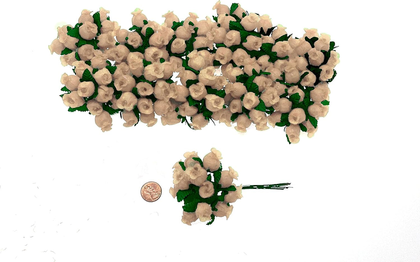 144 Miniature Poly Rose Silk Favor Flower Pick Wedding Shower - Peach