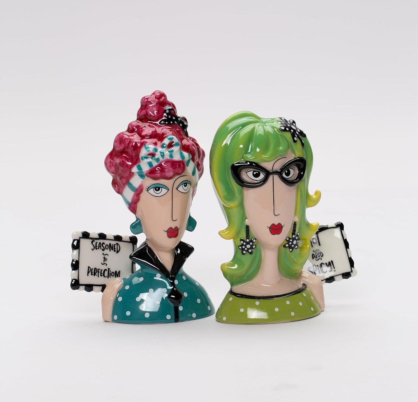 Cosmos Gifts Fine Porcelain Dollymama's Lady Perfection-Spicy Salt & Pepper Shaker Set 4-7/8" H