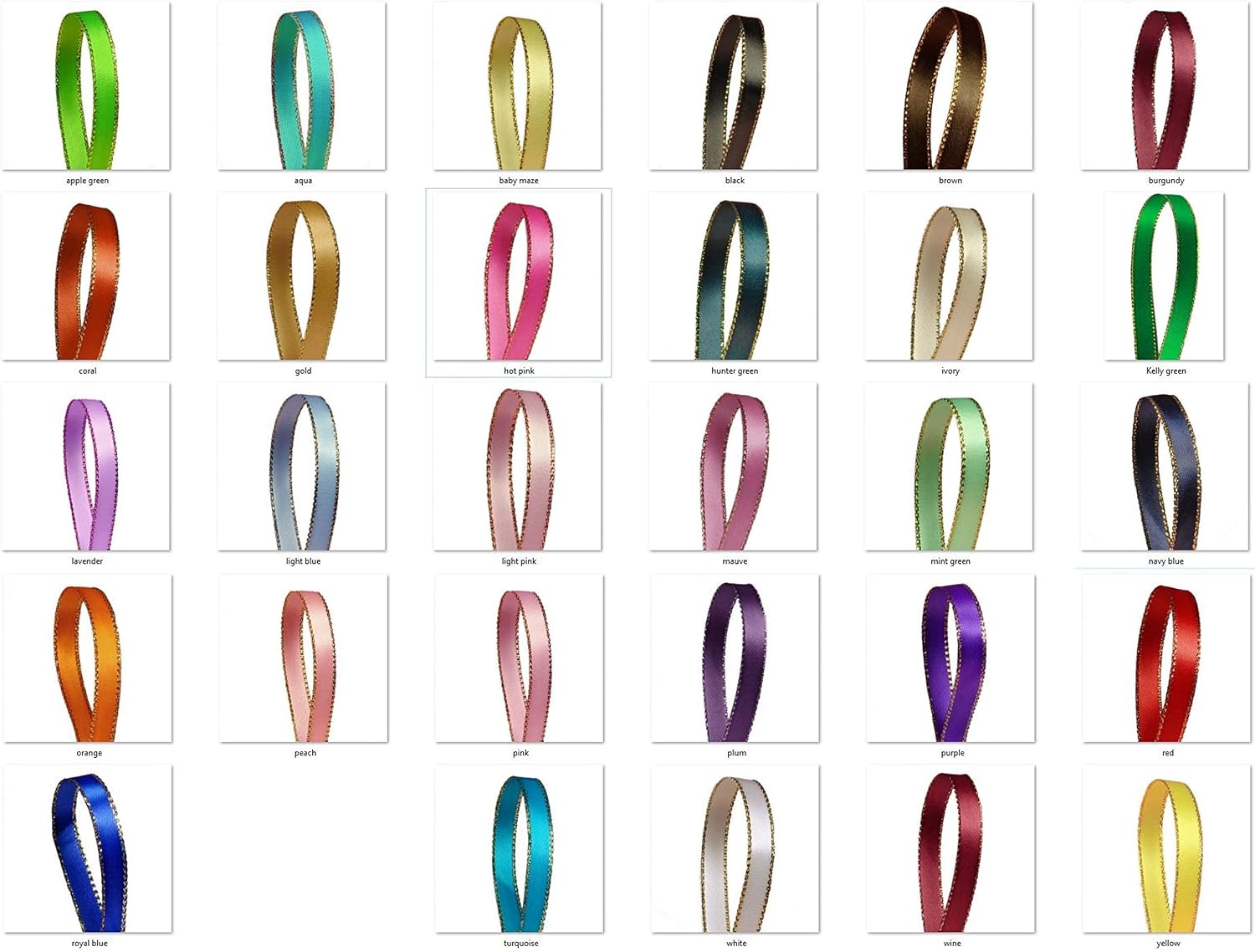Party Favors Plus Gold Edge Satin Ribbon 50 Count