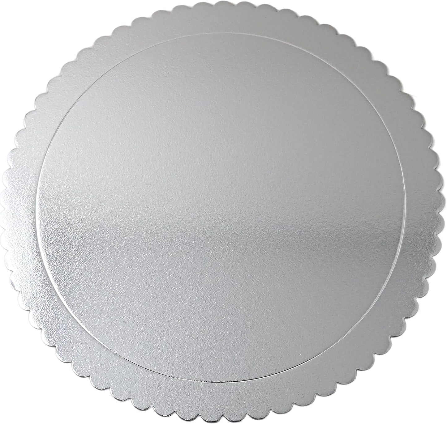 Party Favors Plus Round Cake Board Silver Scalloped Edge Cardboard 14 Inch Pack of 5