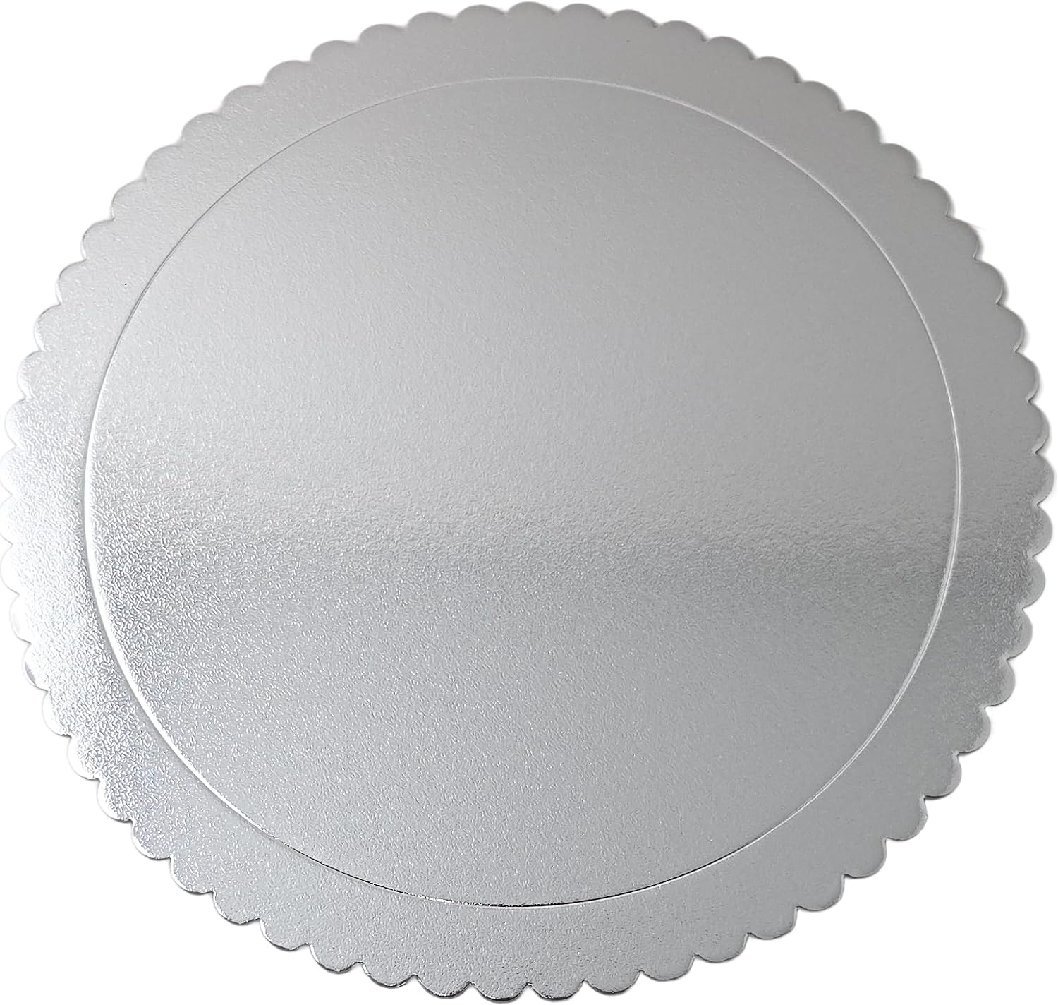 Party Favors Plus Round Cake Board Silver Scalloped Edge Cardboard 14 Inch Pack of 5