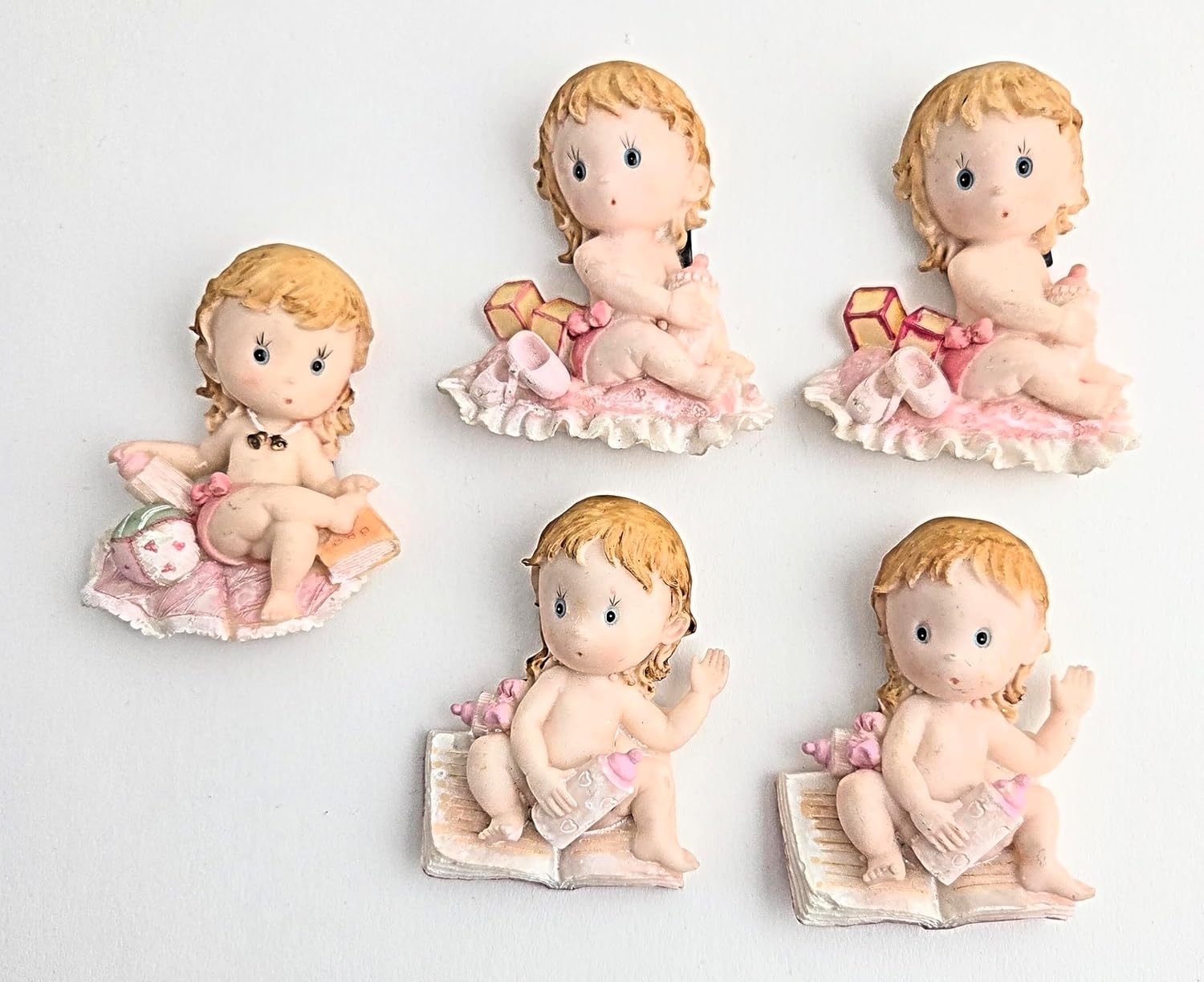 Party Favors Plus Polyresin Baby Girl Refrigerator Magnets Pink White 3 Inch 5 Count