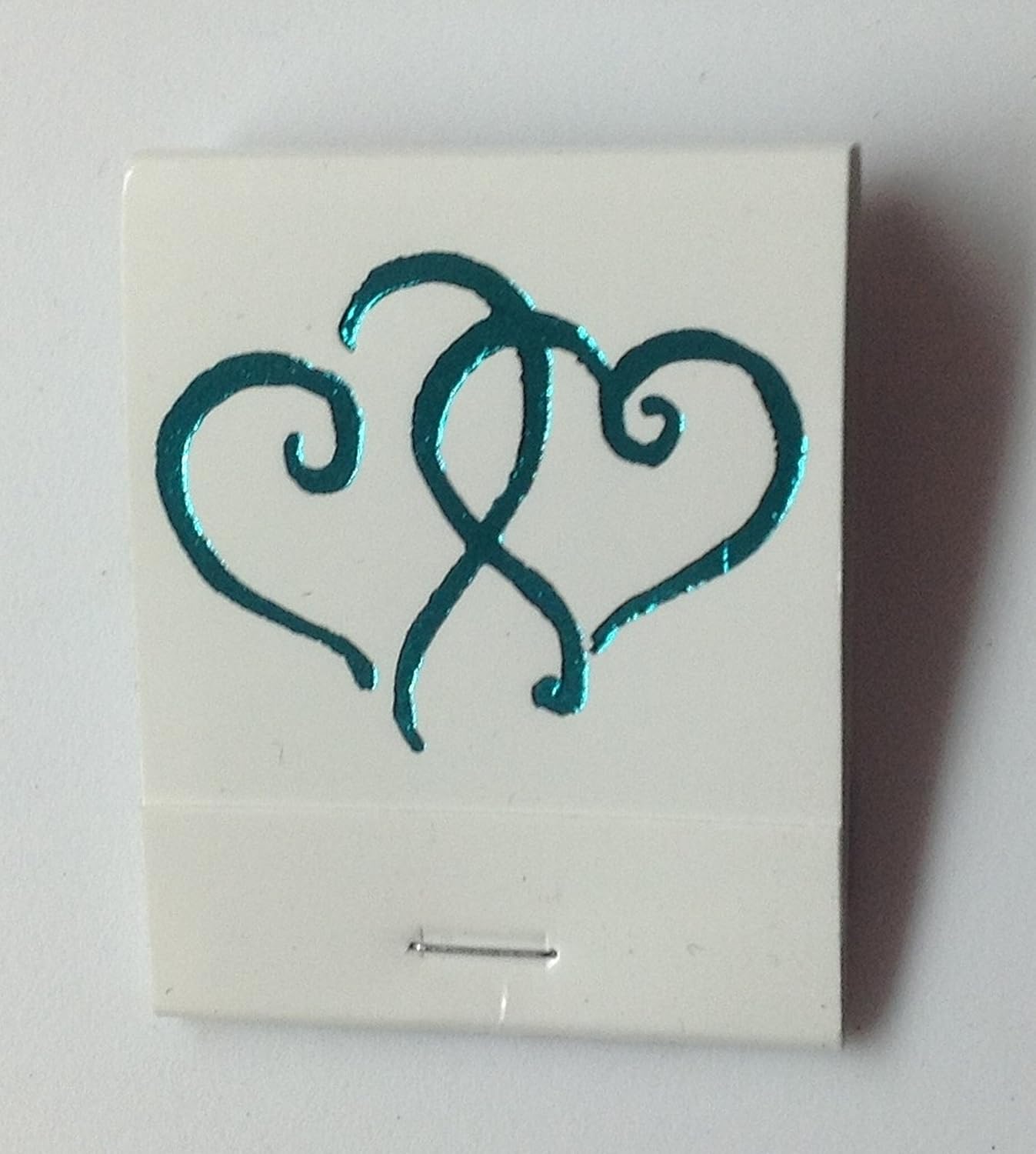 Party Favors Plus White Matchbooks Printed Hearts Metallic Teal 50 Count
