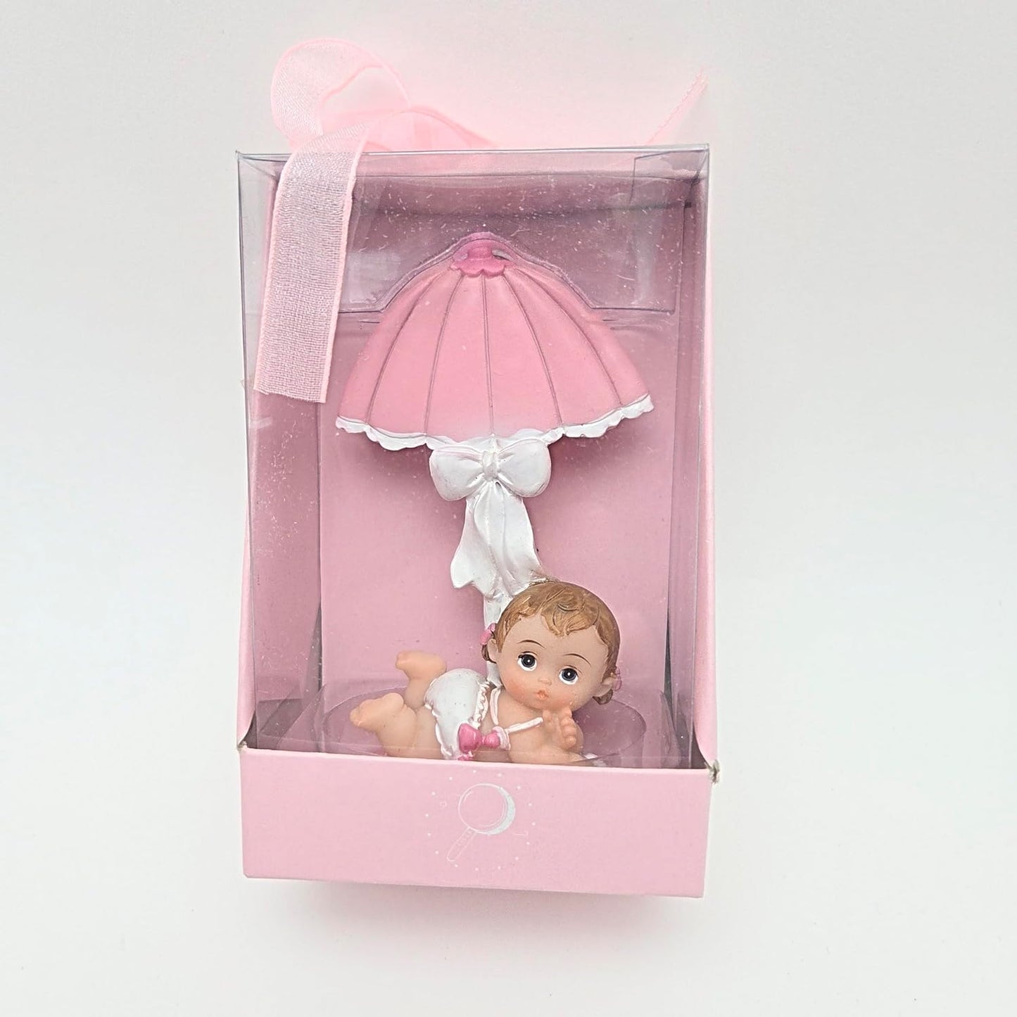 Party Favors Plus Multicolor Polyresin Baby Girl Figurine with Umbrella 4 Inch Set of 2