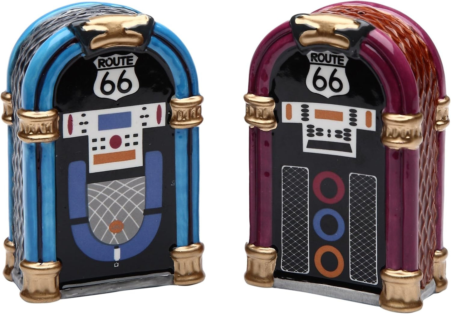 StealStreet Ceramic Blue and Purple Jukebox Salt and Pepper Shakers Set 2.88" H