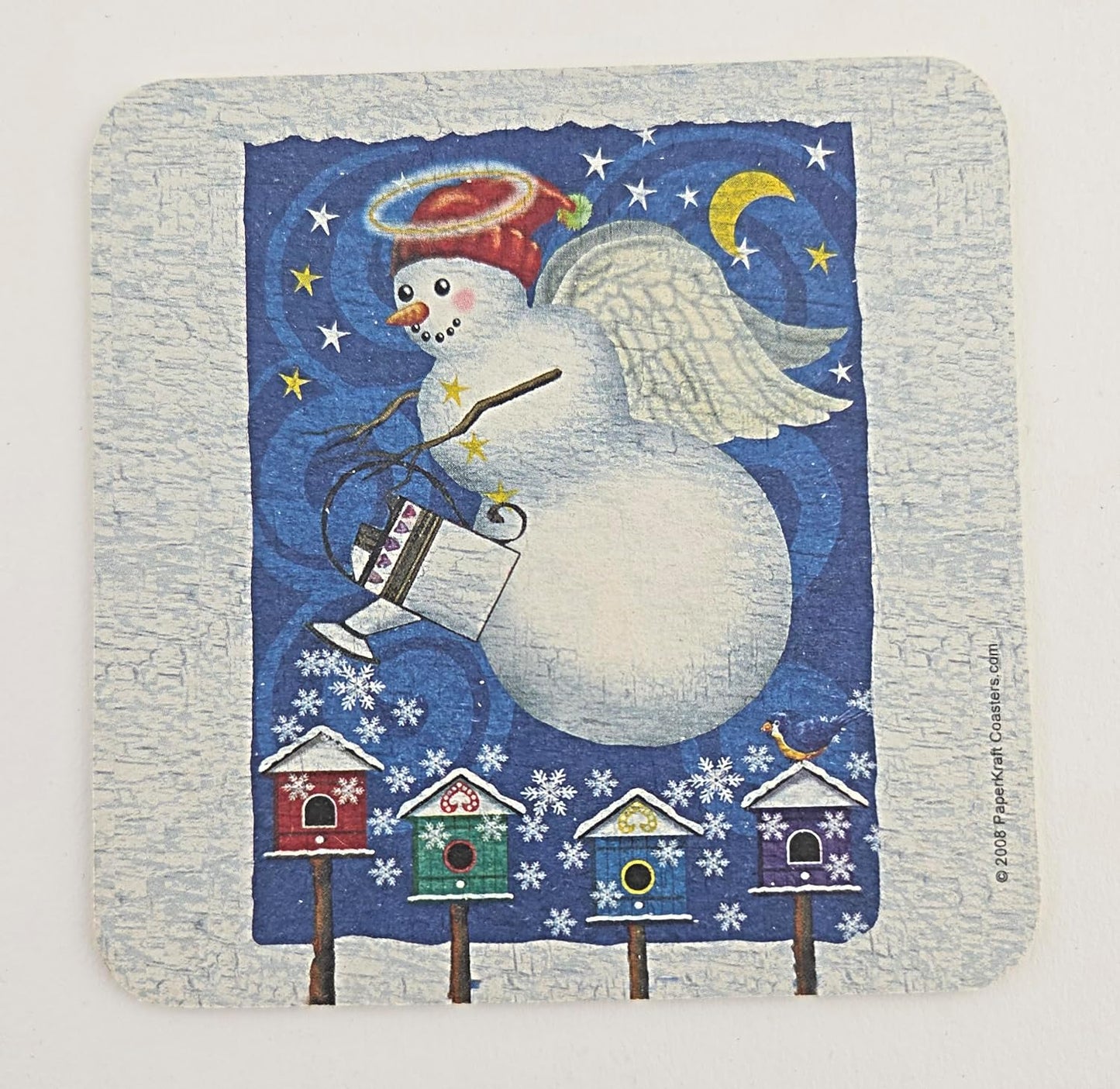 Party Favors Plus Absorbent Drink Coasters Snowman Angel Multicolor 8 Count