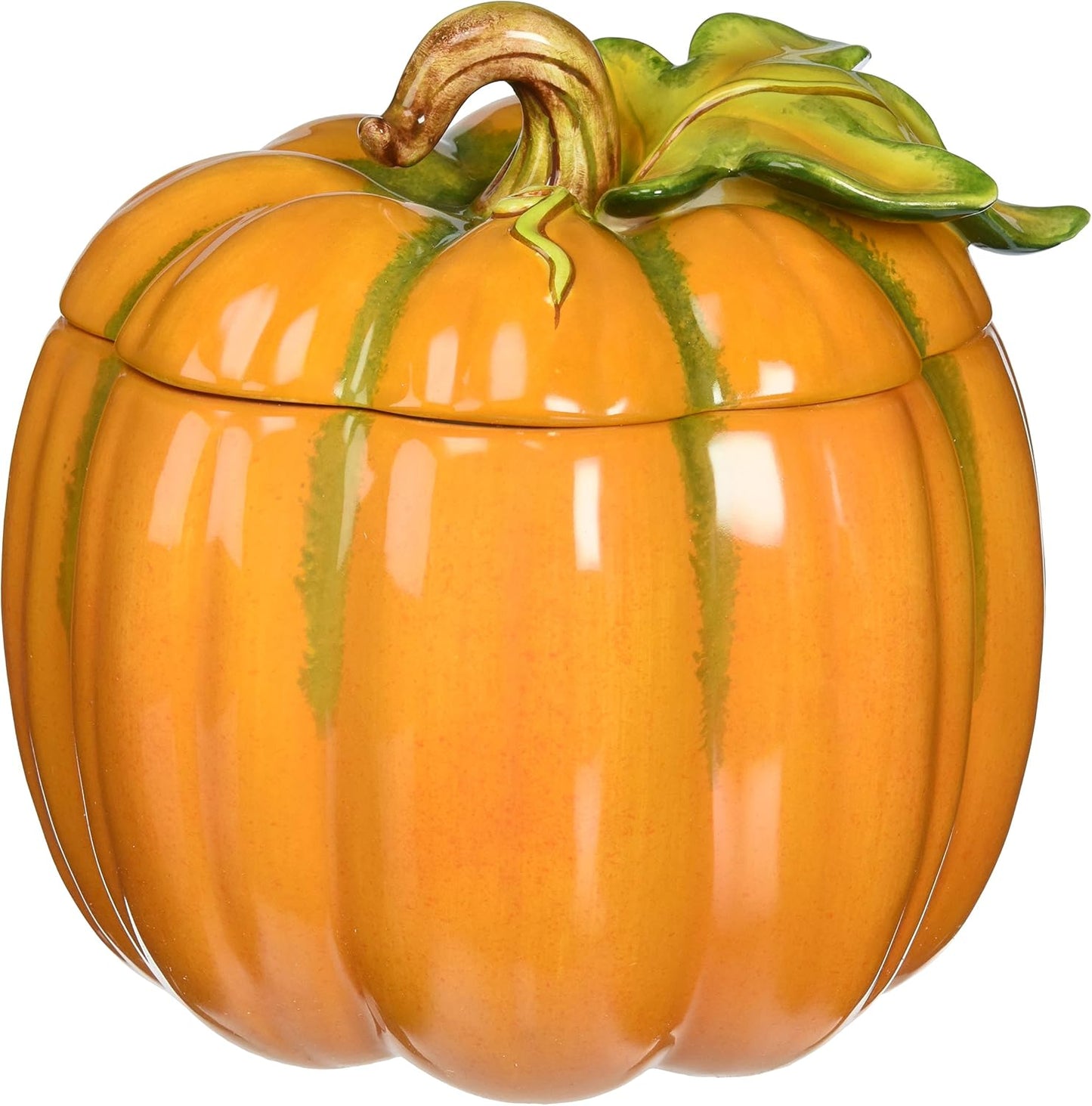 Cosmos Gifts Fine Ceramic Orange Pumpkin Box 6-1/8" H