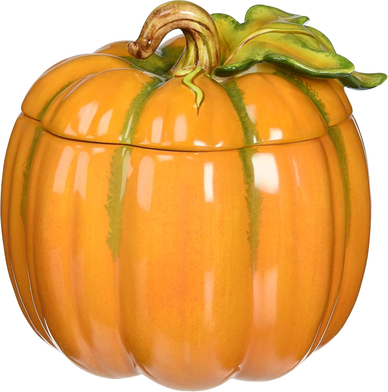 Cosmos Gifts Fine Ceramic Orange Pumpkin Box 6-1/8" H