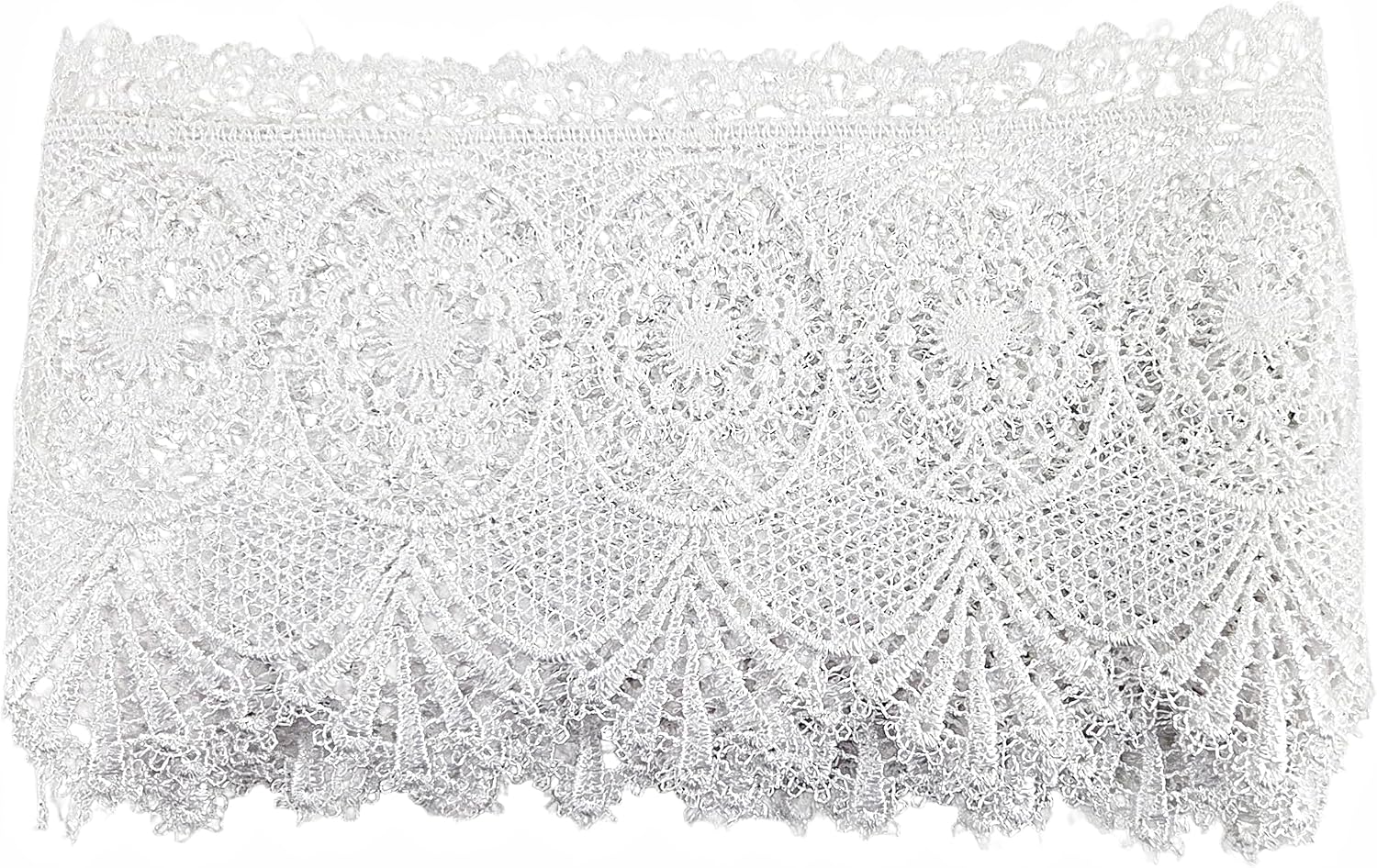 Italian Lace Trim Scalloped Circle Pattern White 4 yd x 15cm