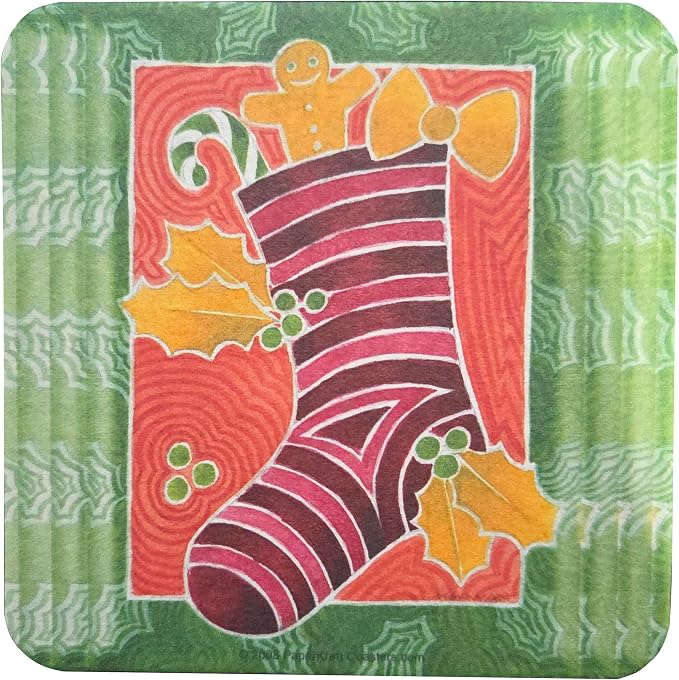 Party Favors Plus Absorbent Drink Coasters Christmas Spirit Designs Multicolor 8 Count
