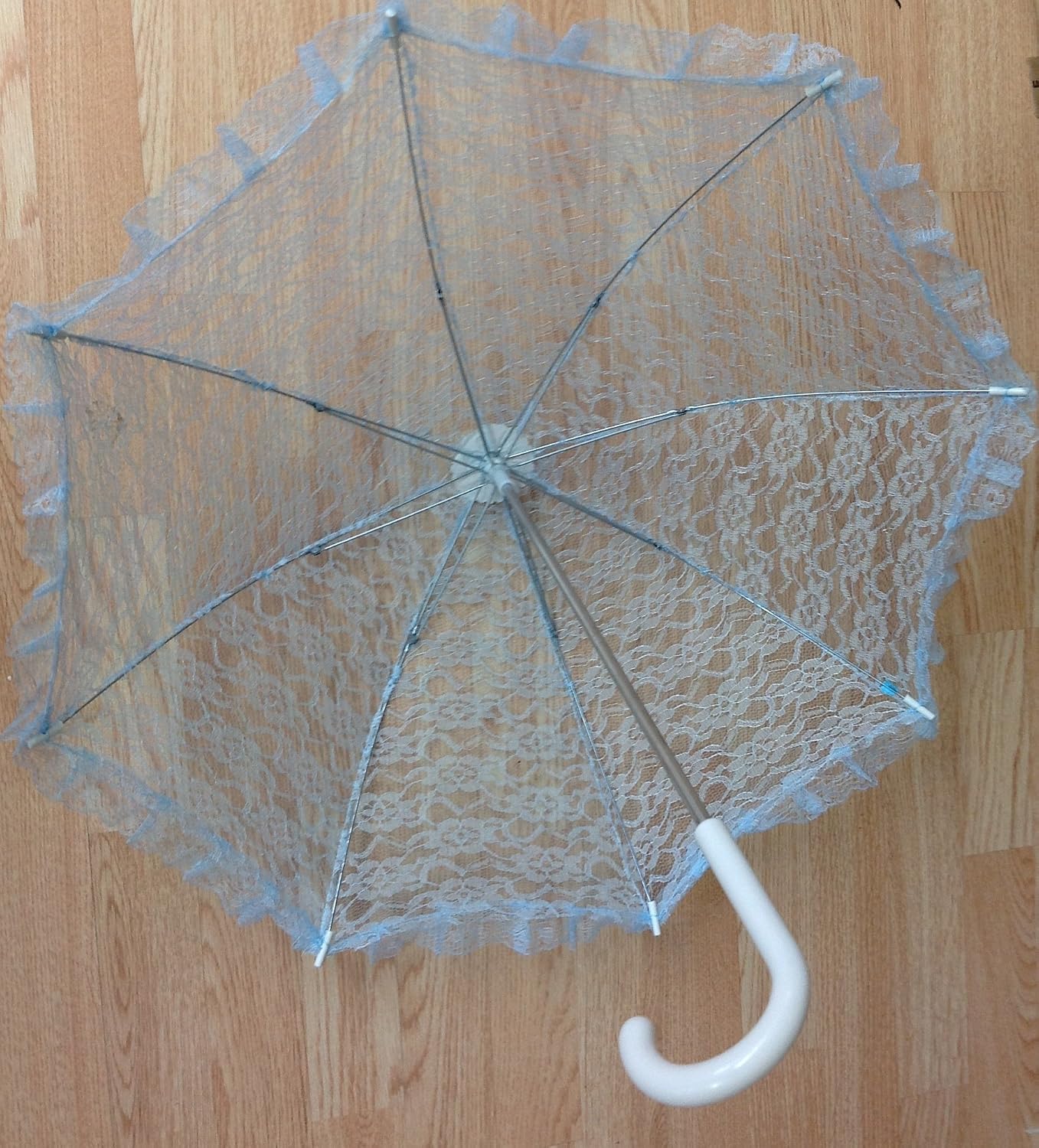 Party Favors Plus Light Blue Lace Umbrella Parasol 36 Inches