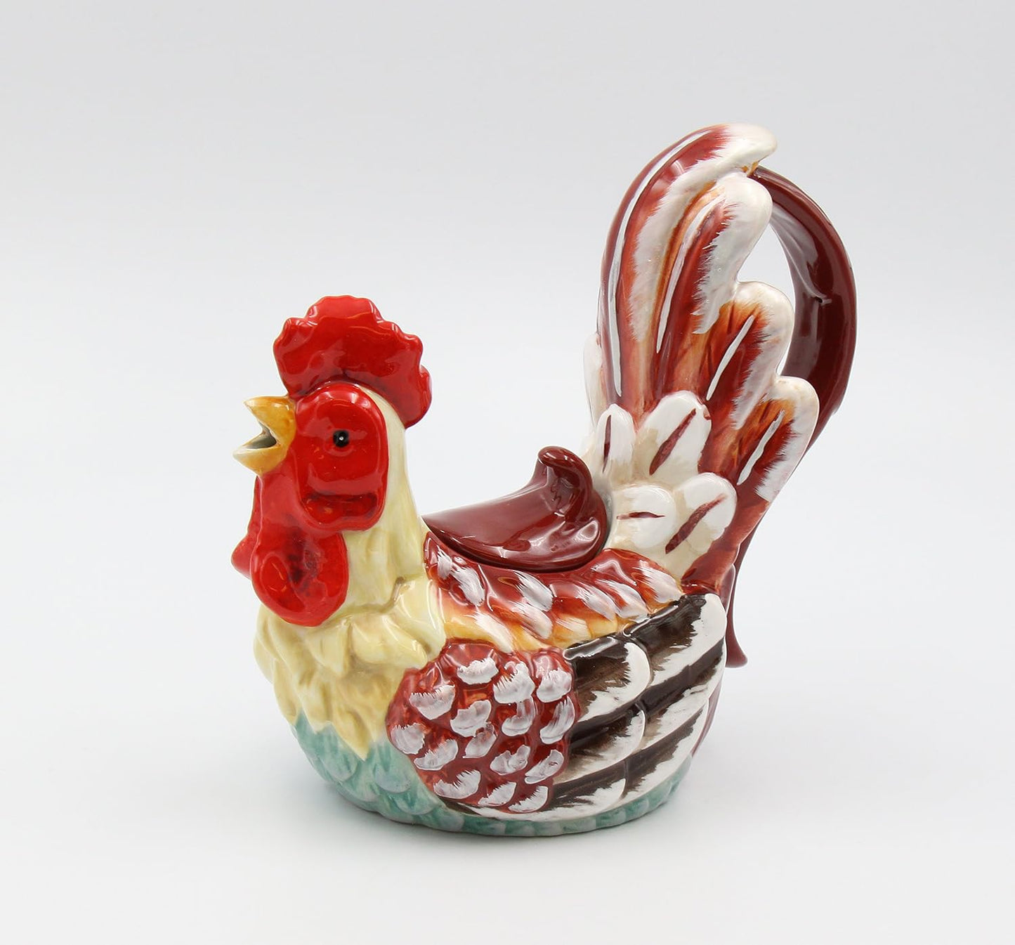 Appletree Design A Day in the Country Rooster Ceramic Teapot 7-1/2" H