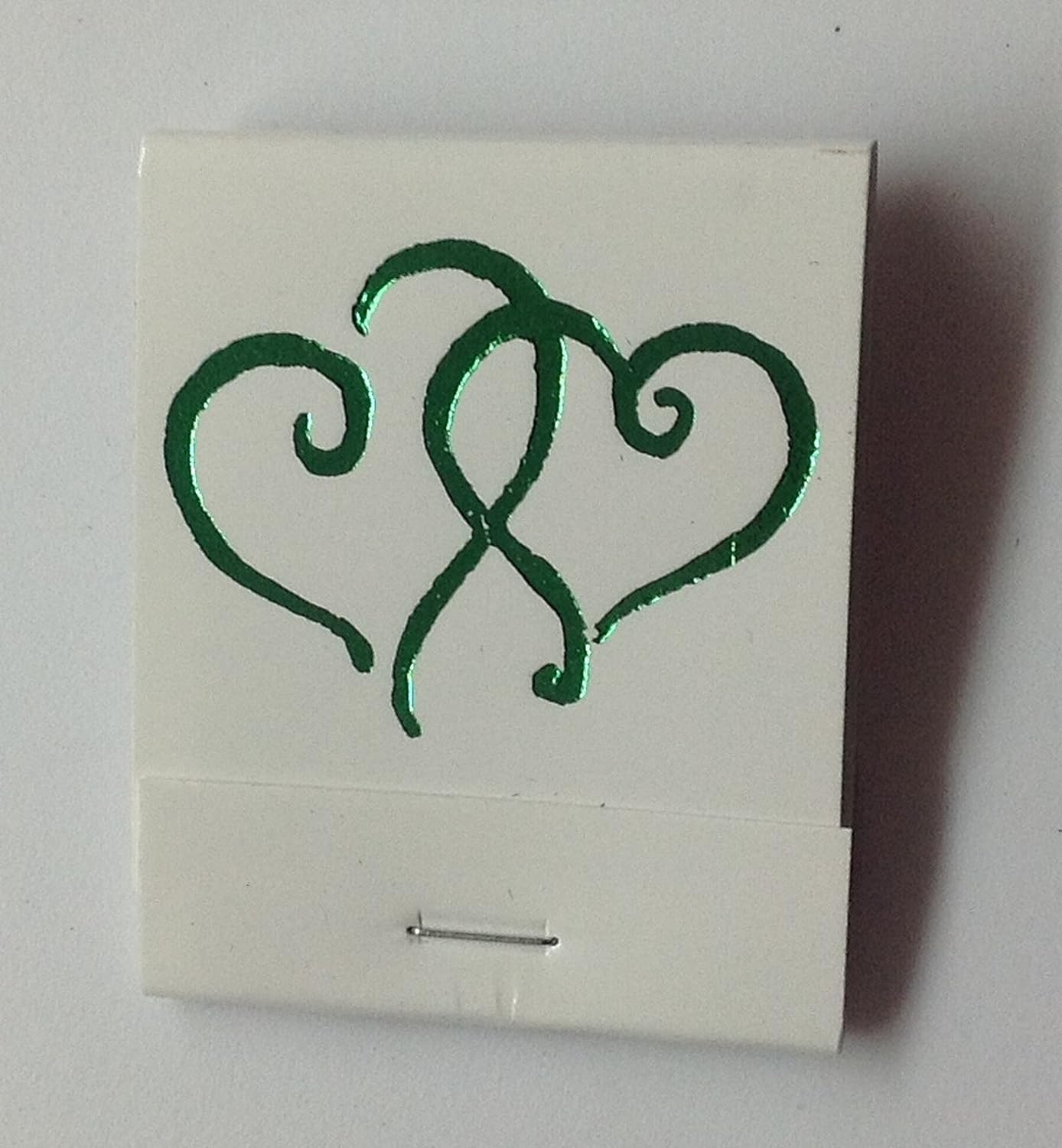 Party Favors Plus White Matchbooks Printed Hearts Metallic Green 50 Count