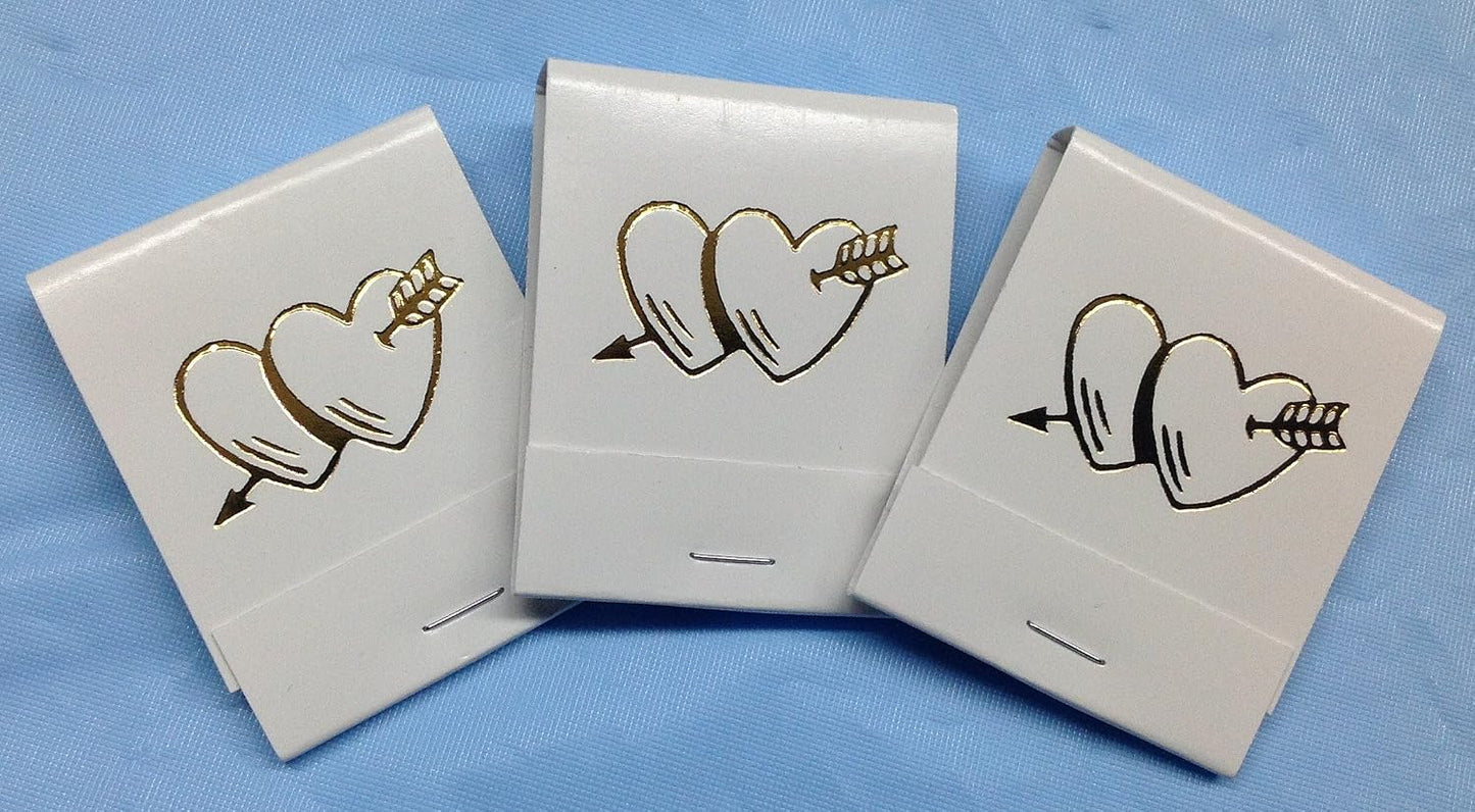 Party Favors Plus White Matchbooks Hearts With Arrow 50 Count