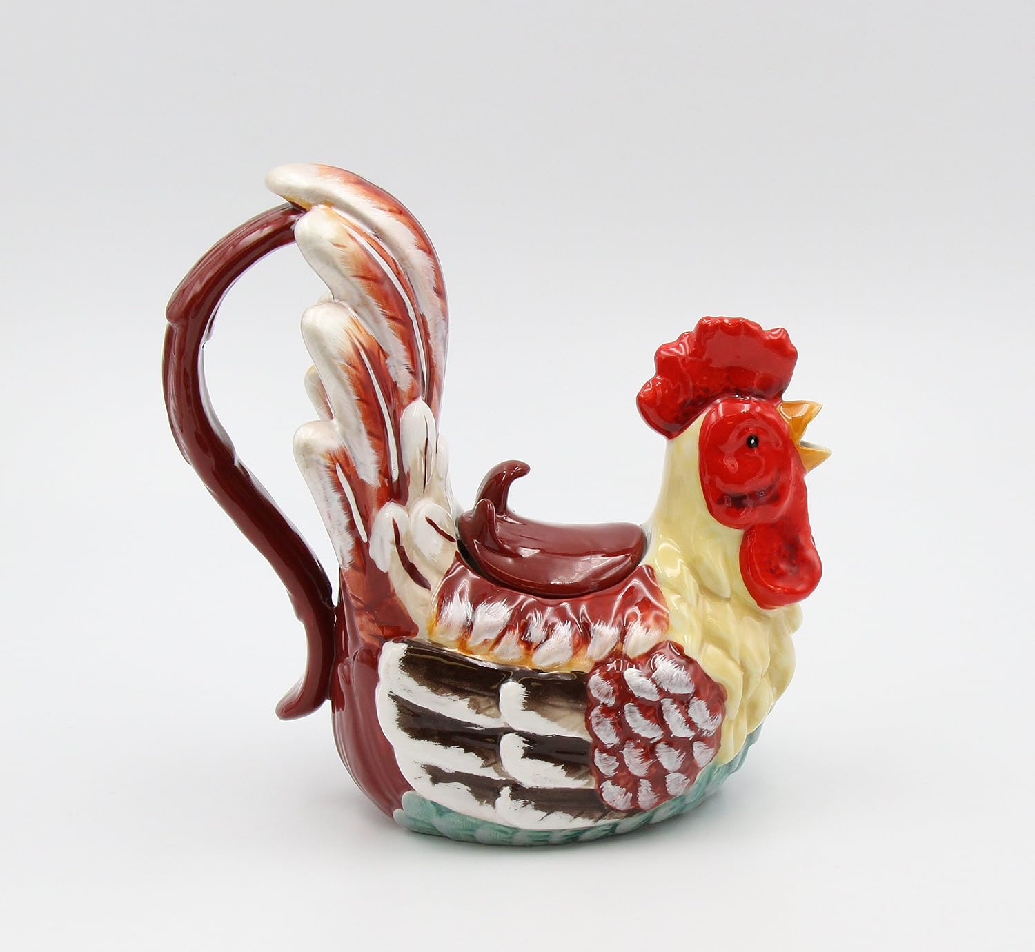 Appletree Design A Day in the Country Rooster Ceramic Teapot 7-1/2" H