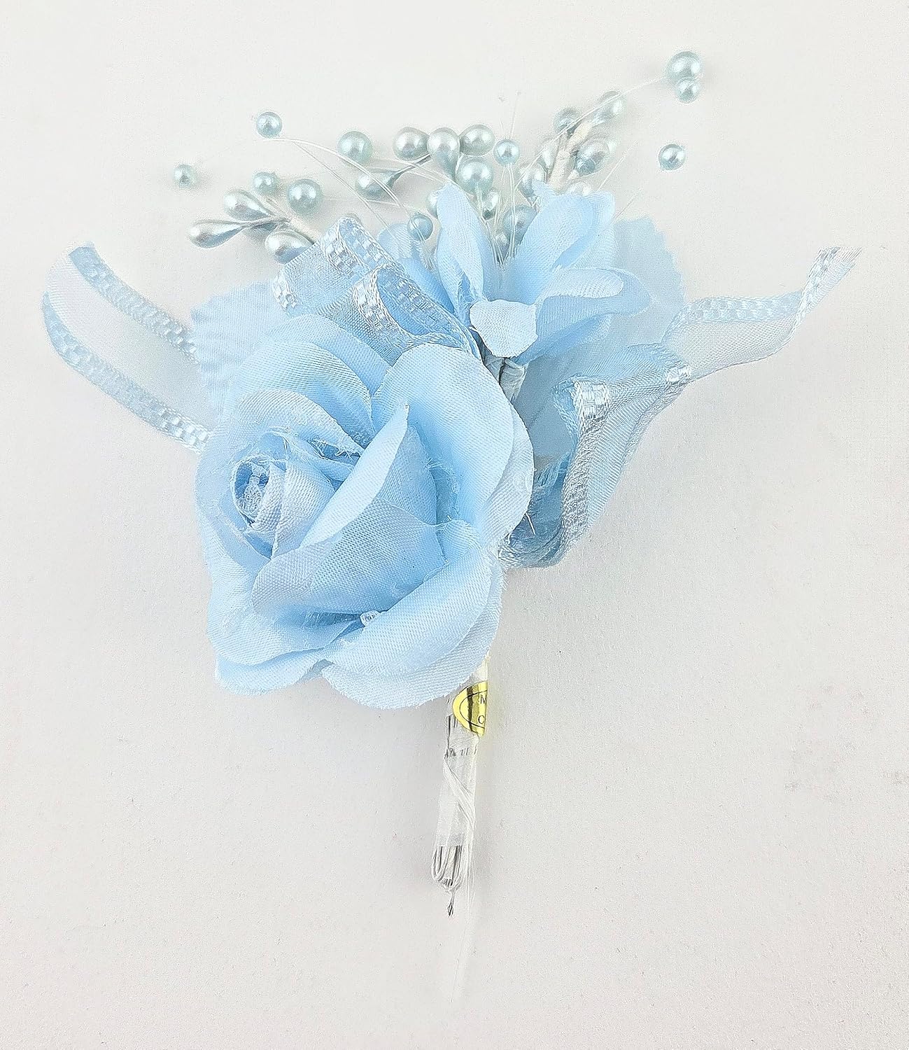 Party Favors Plus Silk Rose Corsage Light Blue 12 Count