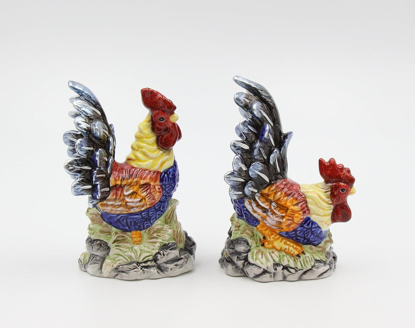 Appletree Design Ceramic Barn Yard Rooster Salt & Pepper Shaker Set 4-1/2" H