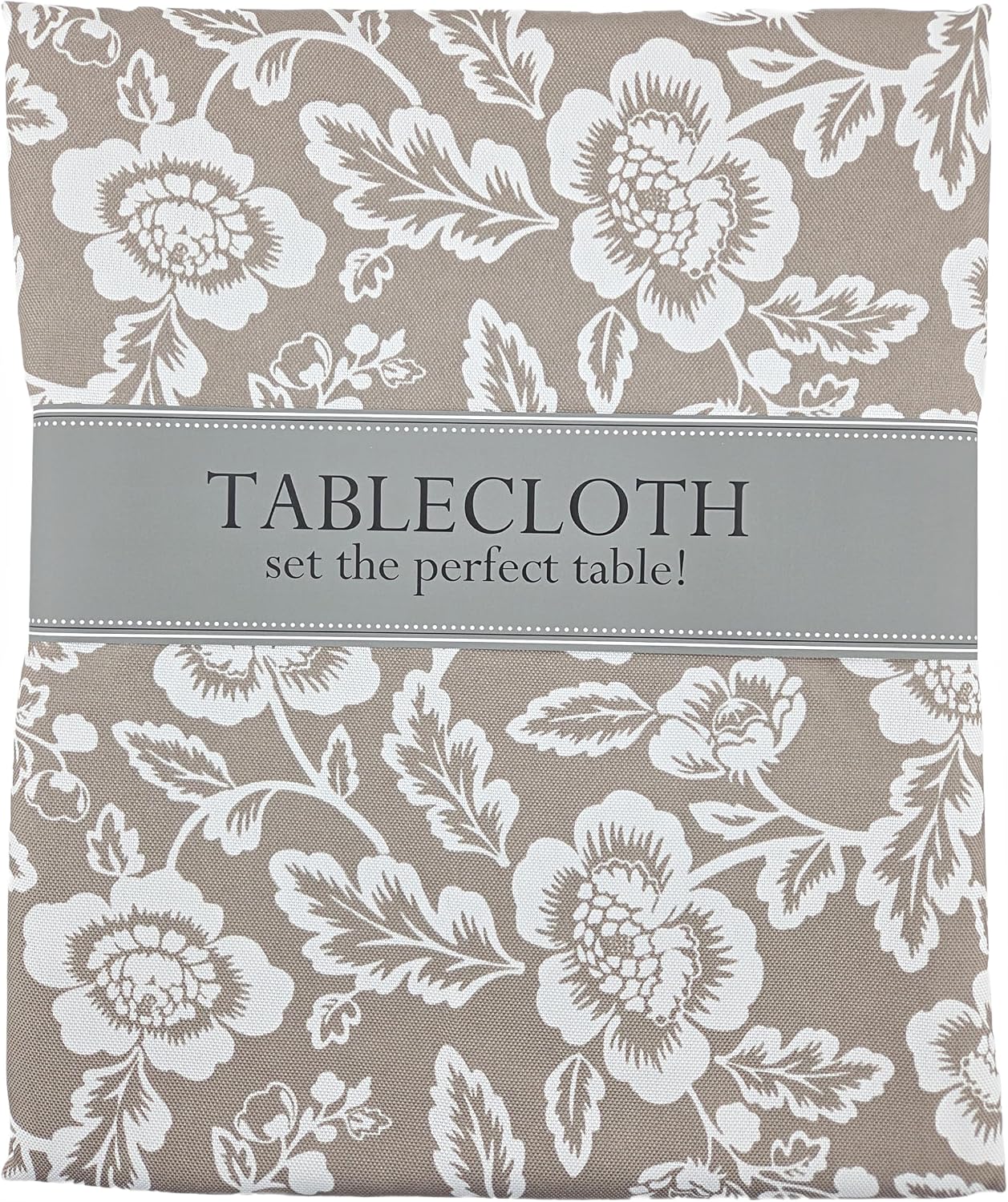 Party Favors Plus Stone Floral Print Outdoor Round Tablecloth 60 In