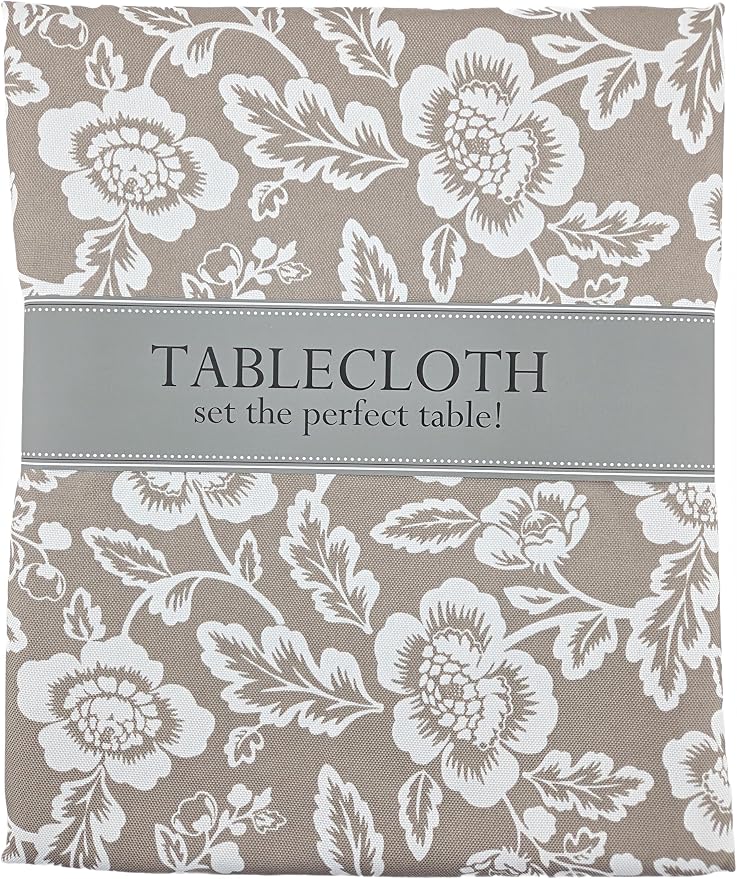 Party Favors Plus Stone Floral Print Outdoor Round Tablecloth 60 In