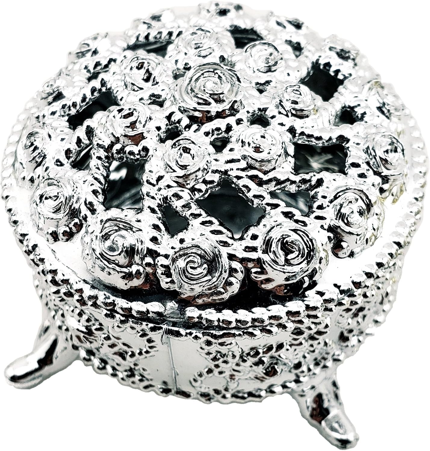 Party Favors Plus Silver Plastic Round Trinket Candy Boxes with Cover 2.25 In 12 Pack