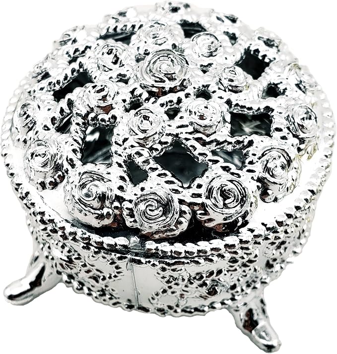 Party Favors Plus Silver Plastic Round Trinket Candy Boxes with Cover 2.25 In 12 Pack