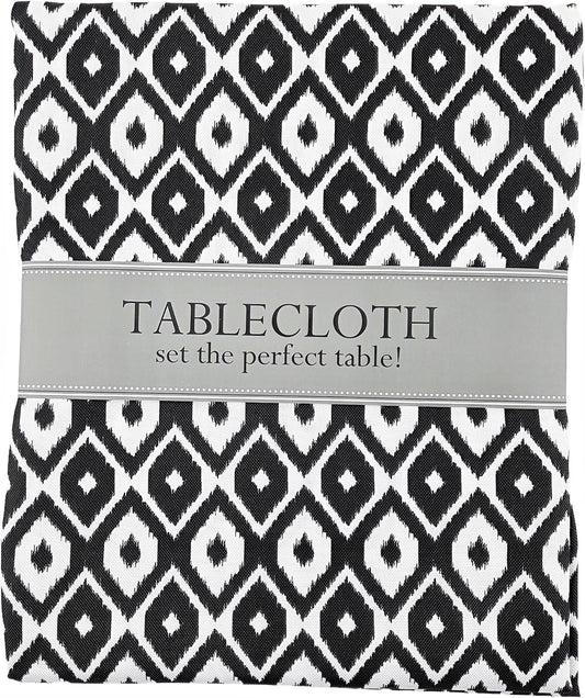 Party Favors Plus Black Ikat Rectangular Tablecloth with Zipper 60 x 120 In