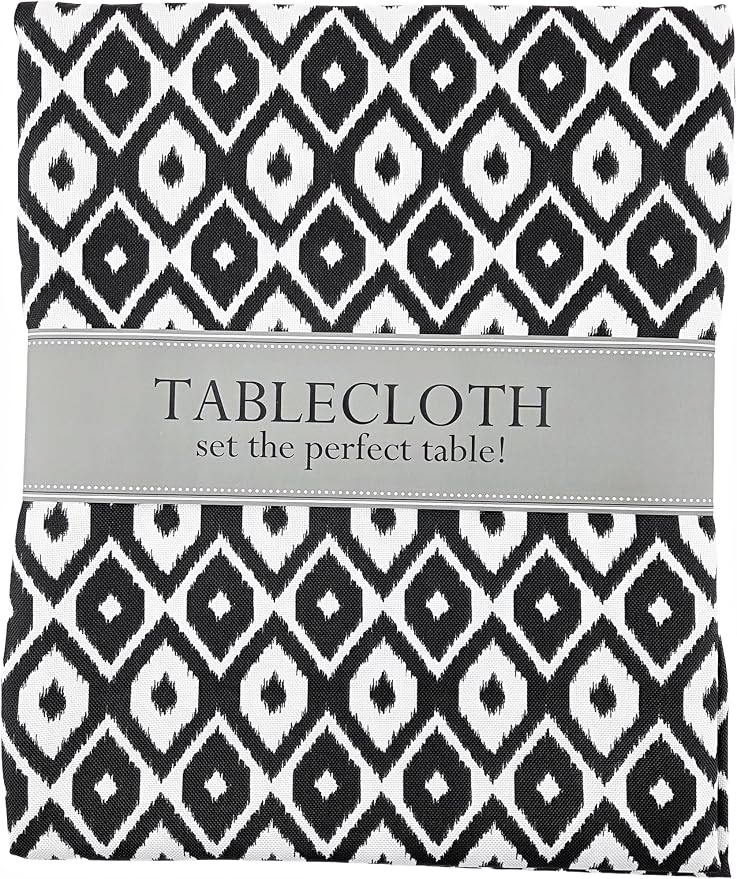 Party Favors Plus Black Ikat Rectangular Tablecloth with Zipper 60 x 120 In