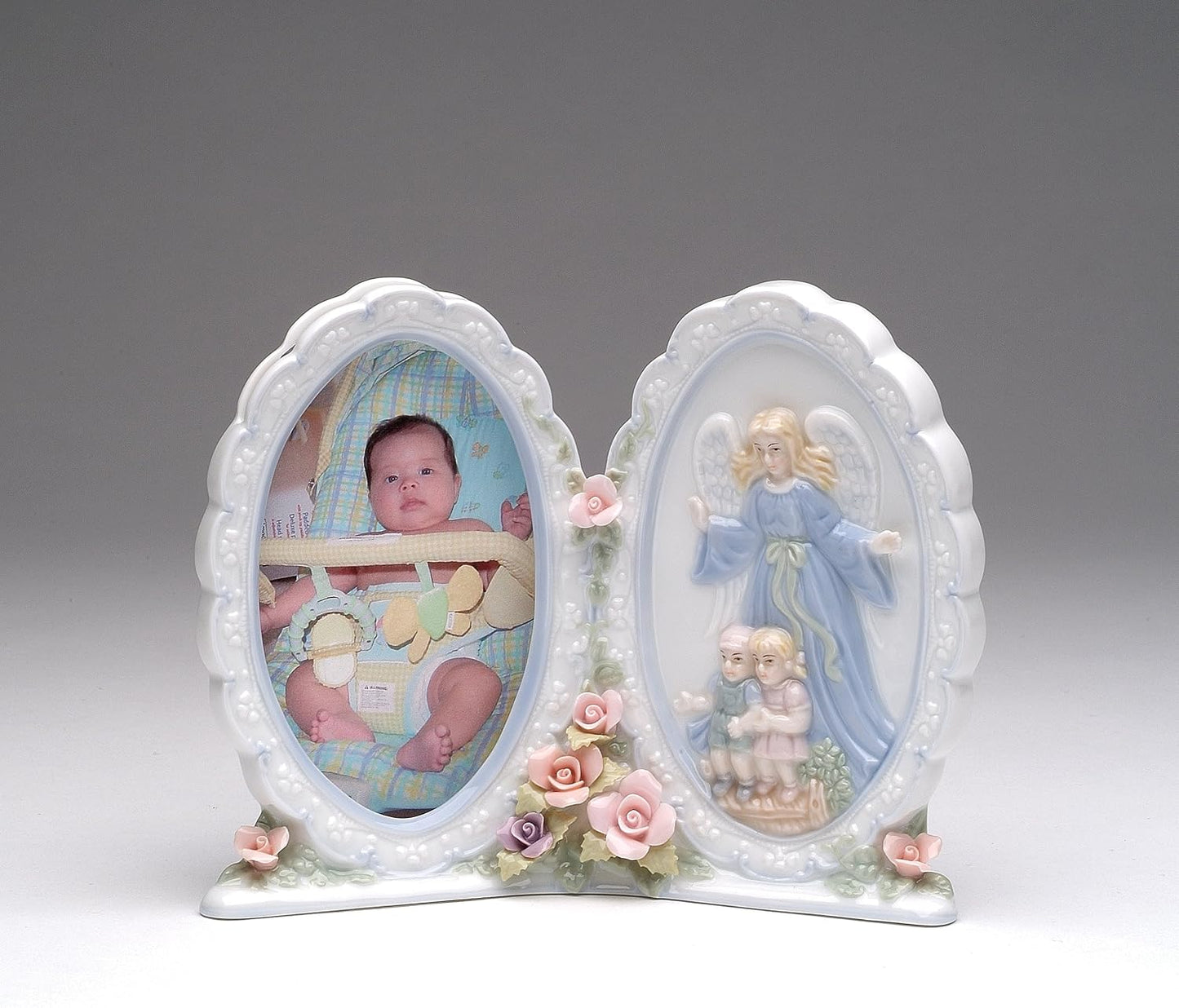 Cosmos Gifts Fine Porcelain Guardian Angel Picture Frame 6" x 2-1/8" x 5" H
