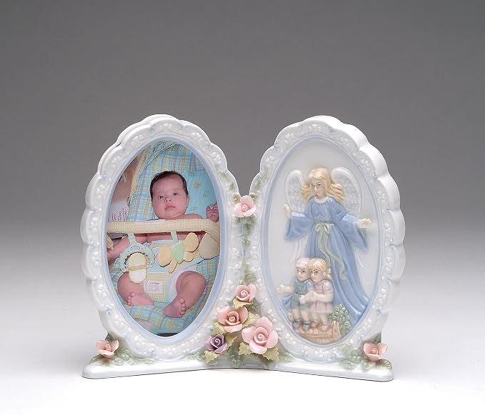 Cosmos Gifts Fine Porcelain Guardian Angel Picture Frame 6" x 2-1/8" x 5" H