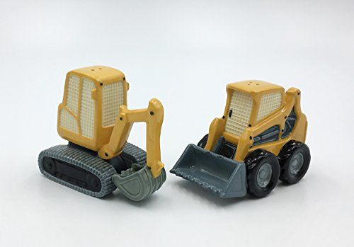 Cosmos Gifts 20771 Porcelain Construction Excavator Bulldozer Backhoe Salt and Pepper Shakers