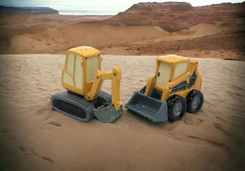 Cosmos Gifts 20771 Porcelain Construction Excavator Bulldozer Backhoe Salt and Pepper Shakers