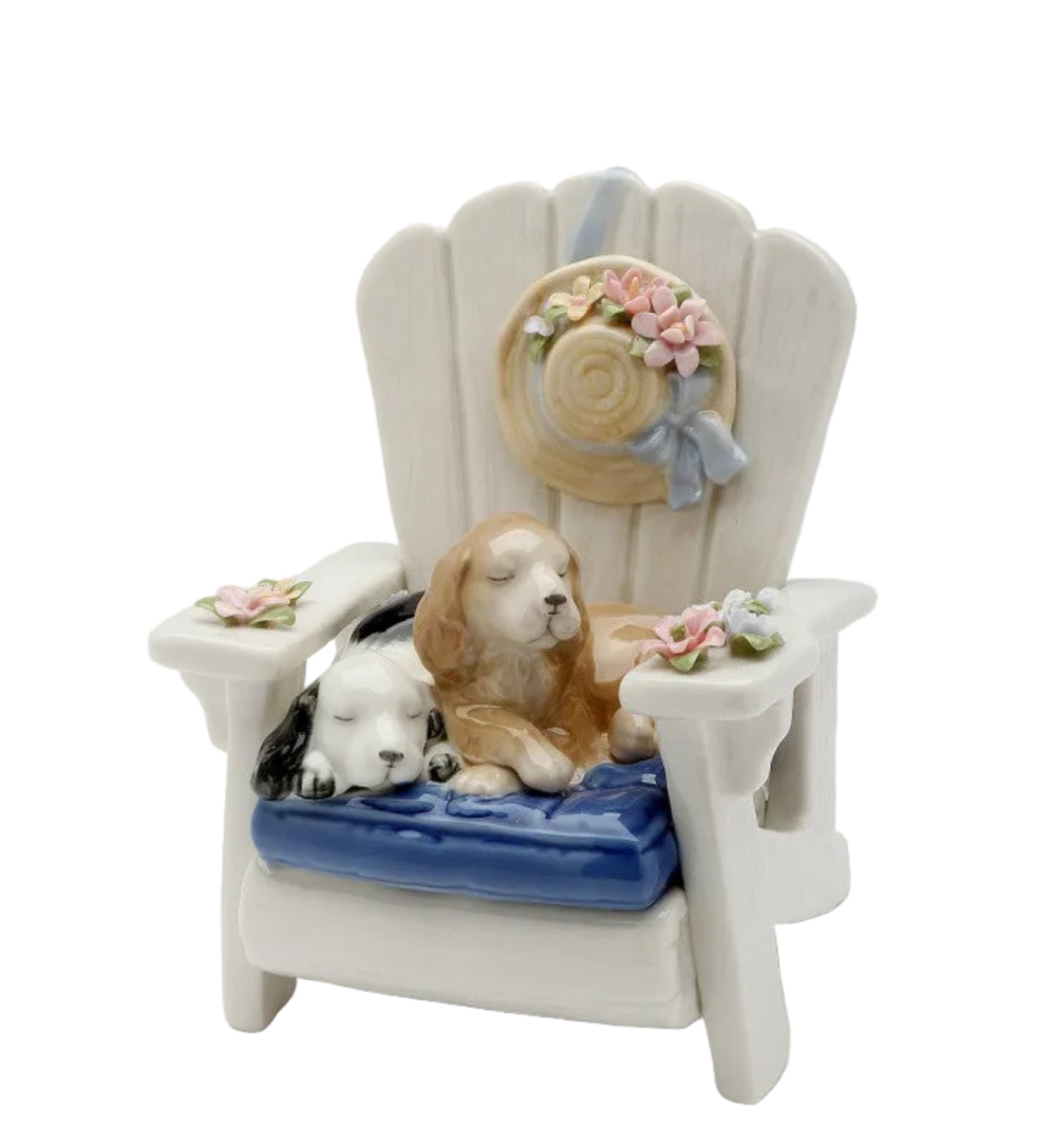 Cosmos Gifts Fine Ceramic Dogs on Garden Chair Music Box
