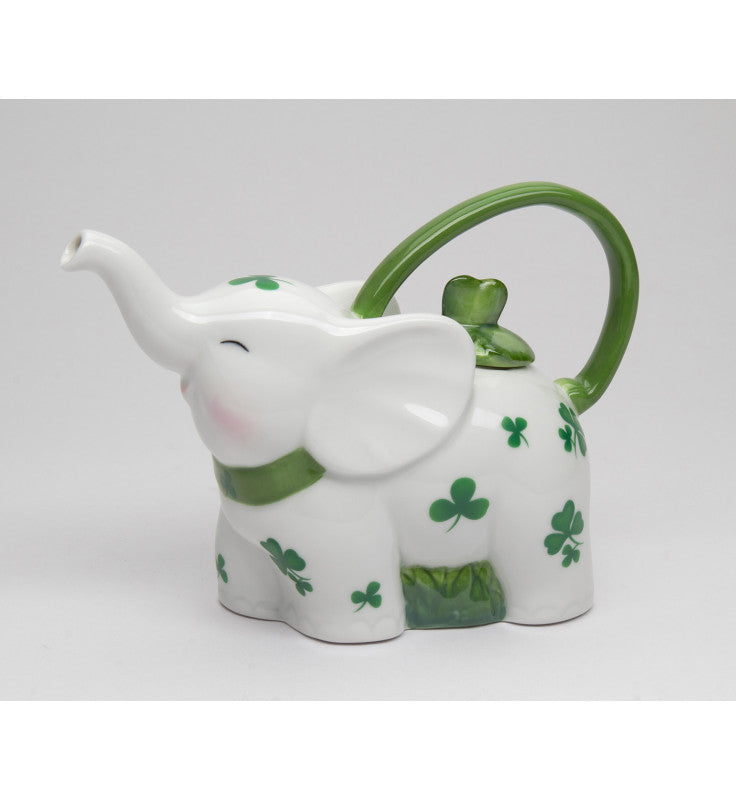 Cosmos Gifts Fine Porcelain Shamrock Elephant Teapot 7.25 In Green