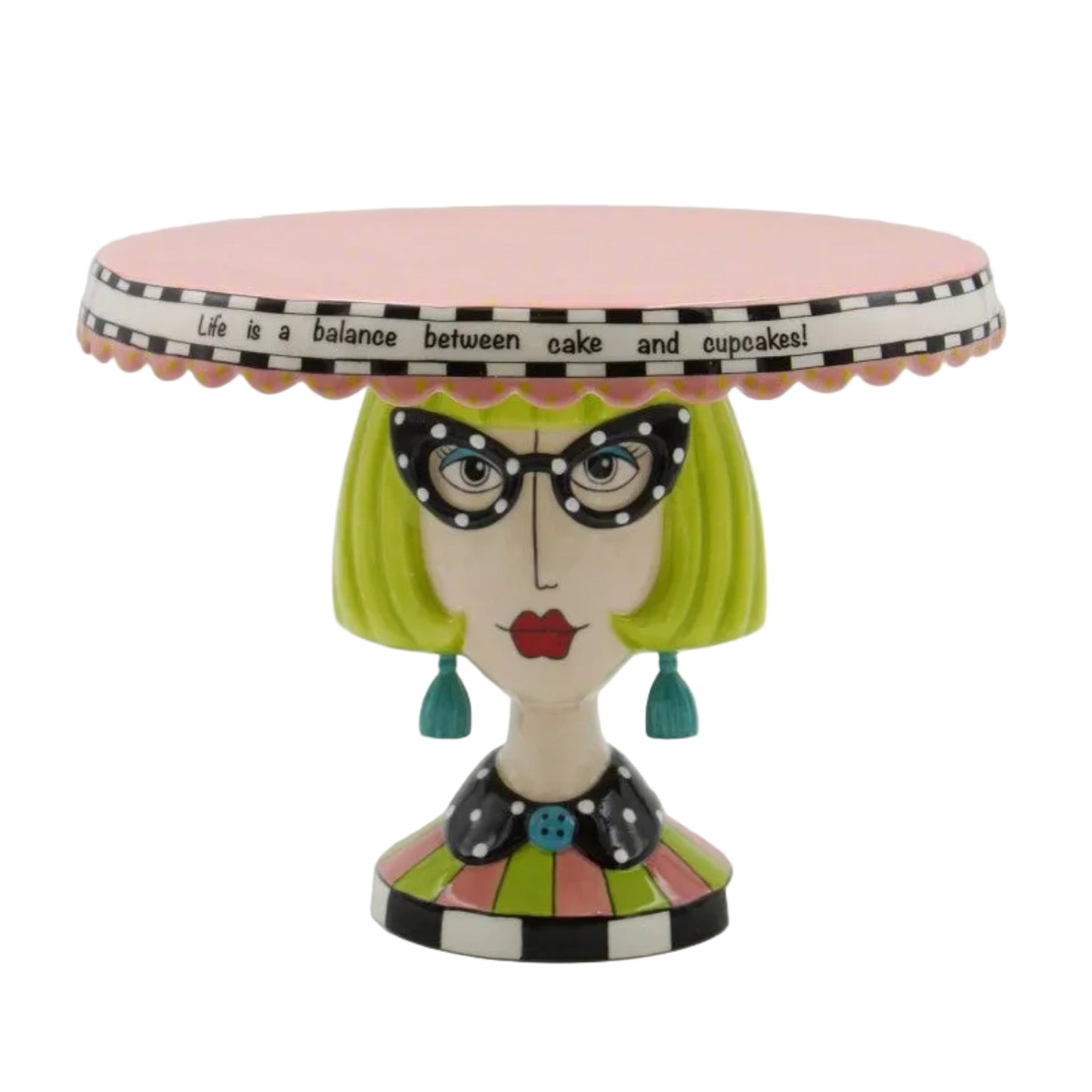 Cosmos Gifts Fine Ceramic Dollymamas African American Lady Large Cake Stand 62622