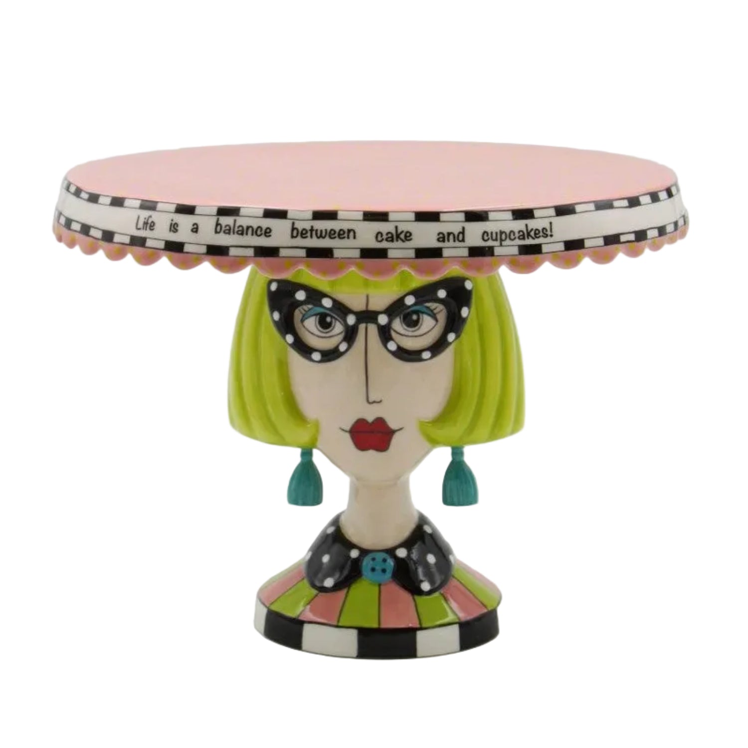 Cosmos Gifts Fine Ceramic Dollymamas African American Lady Large Cake Stand 62622