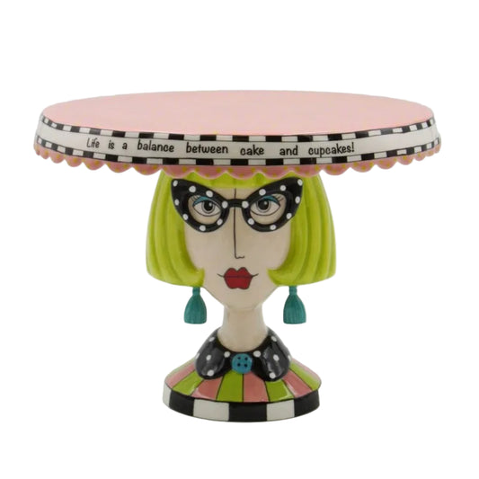 Cosmos Gifts Fine Ceramic Dollymamas African American Lady Large Cake Stand 62622