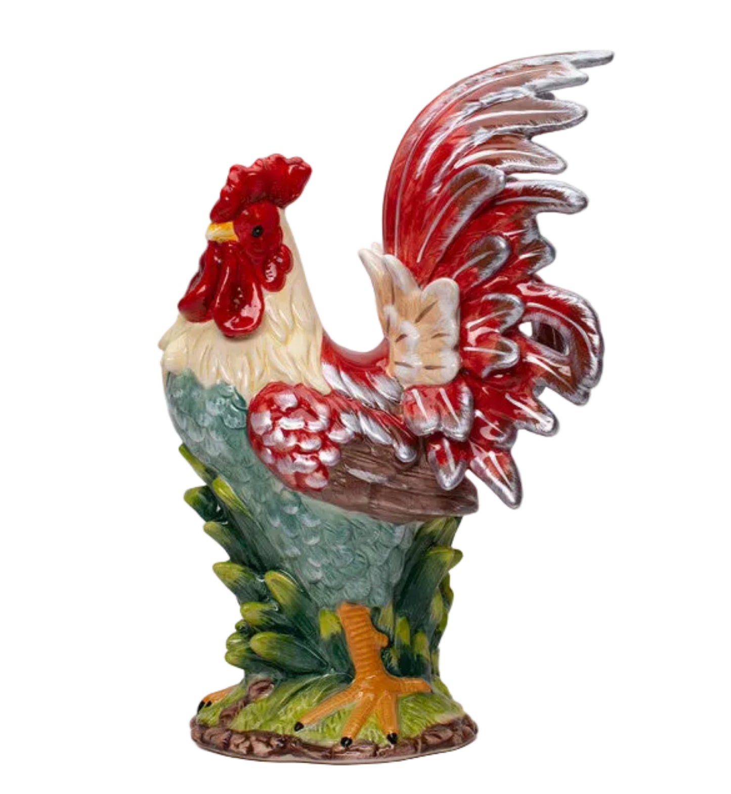 Cosmos Gifts Fine Ceramic Red Rooster Figurine 15" H