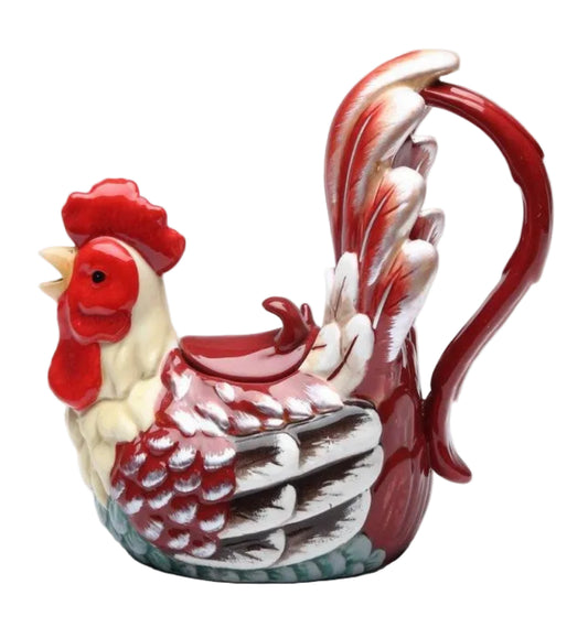 Cosmos Gifts Fine Ceramic Red Rooster Teapot